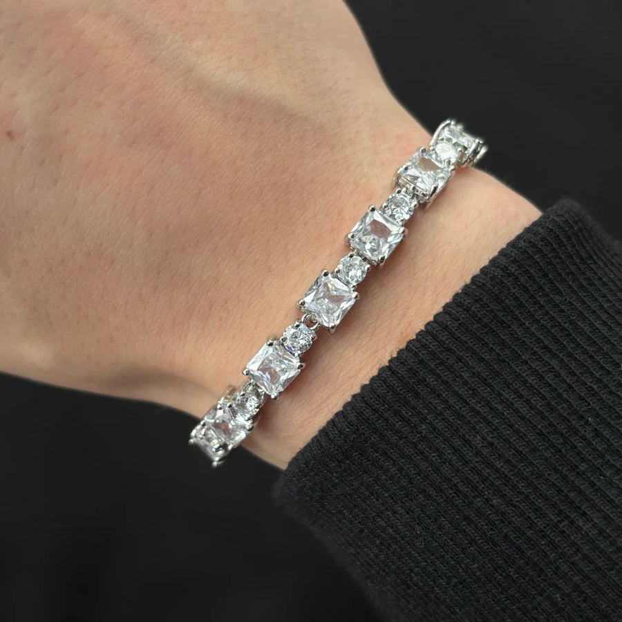 pulsera de plata quadrados de cirstal