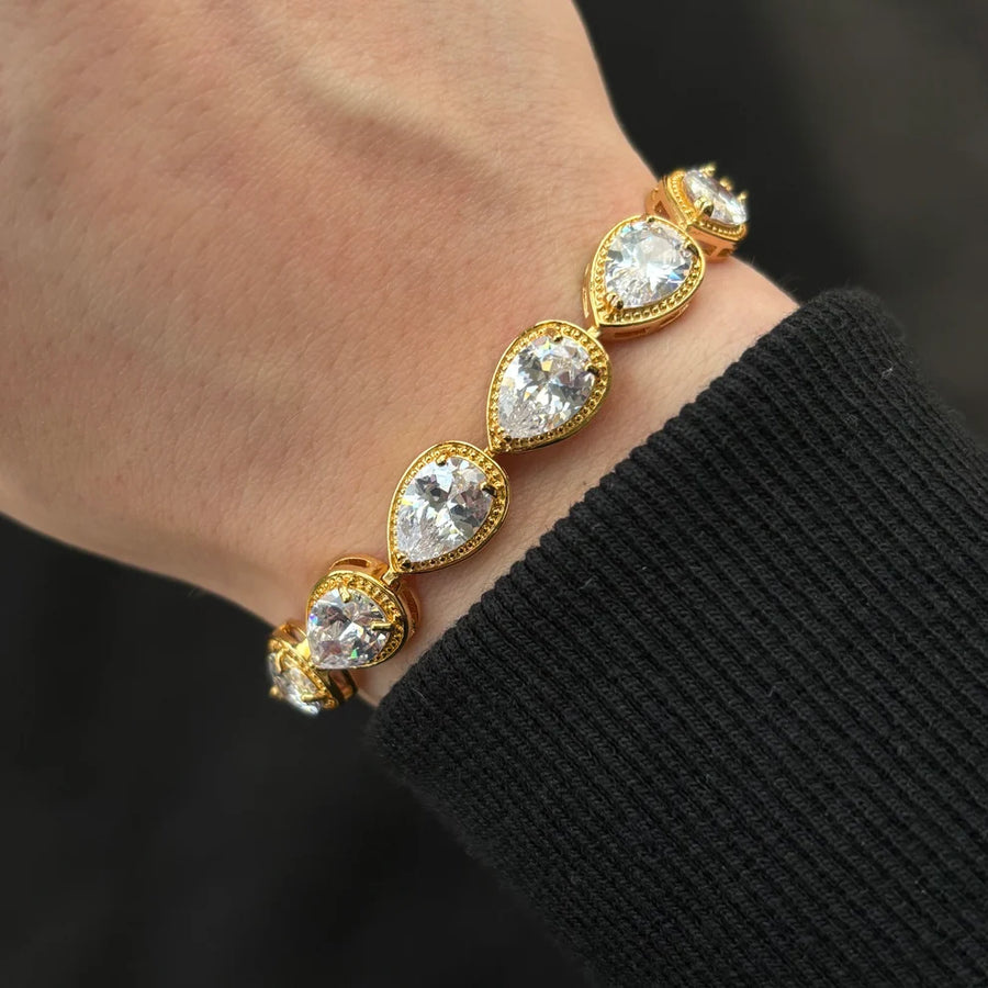 pulsera oro cristales rombo