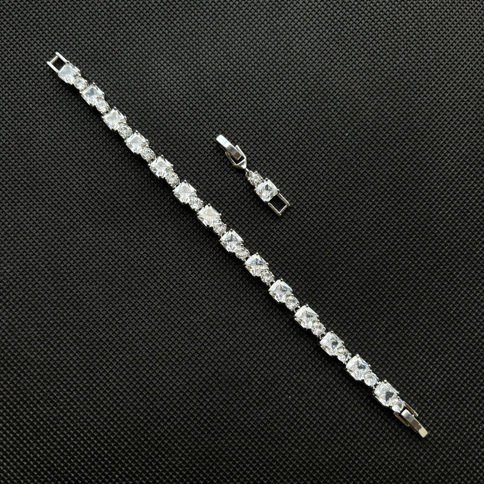 pulsera de plata quadrados de cirstal
