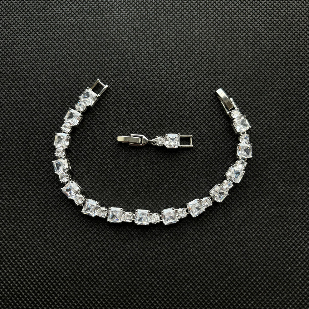 pulsera de plata quadrados de cirstal