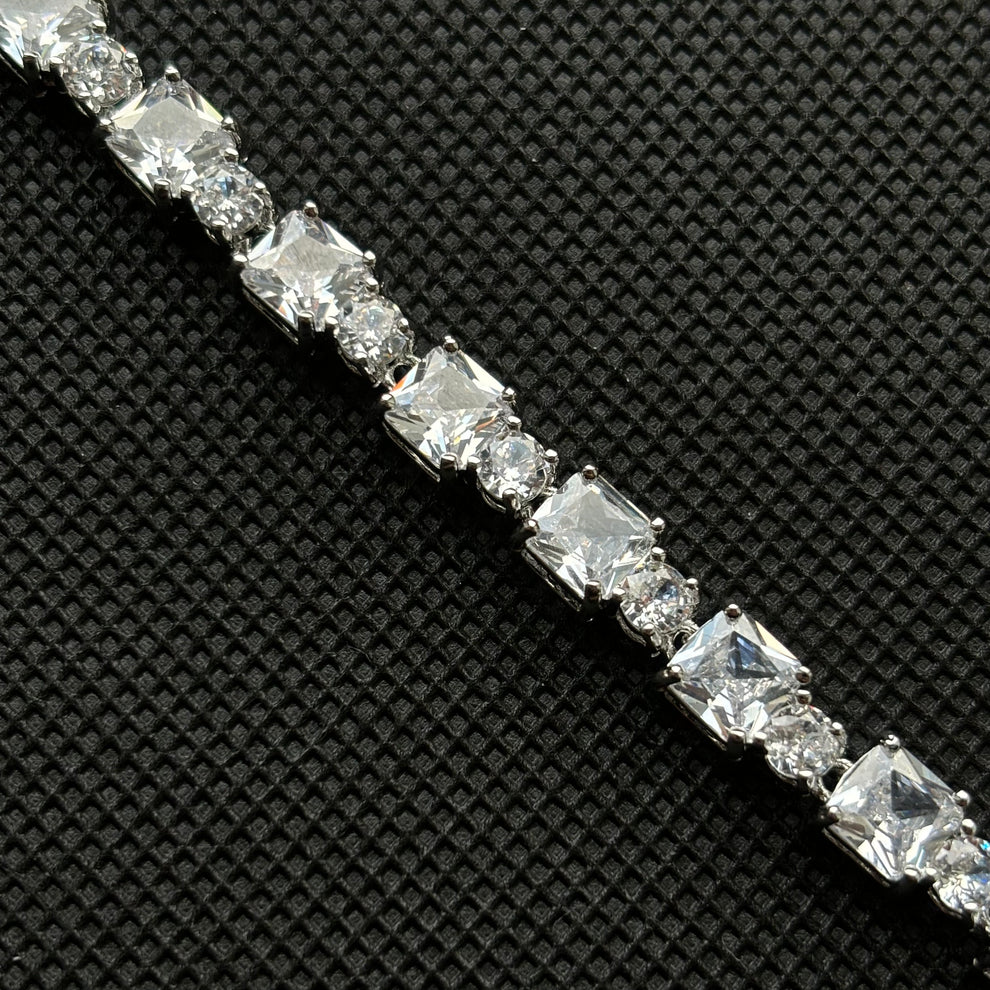 pulsera de plata quadrados de cirstal